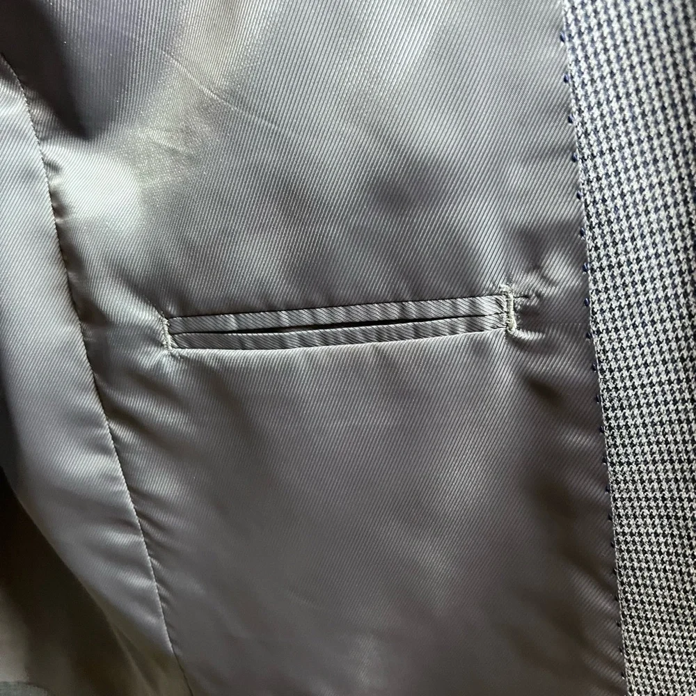 Stafford‎ NWT Signature Sport Coat size 42 Navy/Gray  Houndstooth w/Pockets